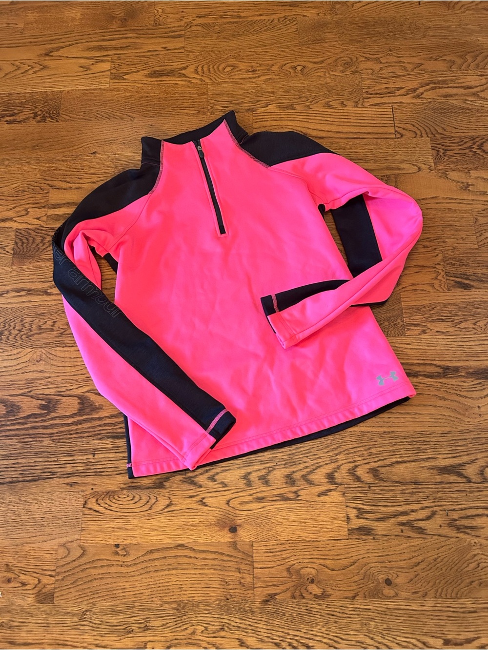 Under Armour Neon Pink & Black Girls' Half-Zip Pullover Jacket